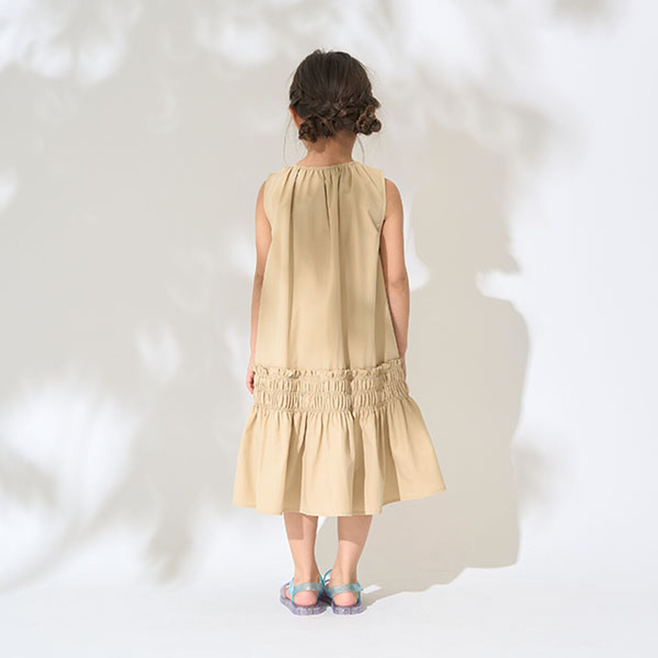 Shirred Tiered One-Piece Dress,Off white, large image number 6