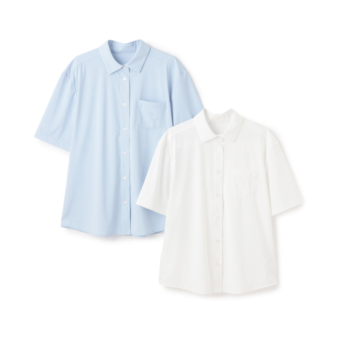 [UV Protection] Pointed Collar Short-Sleeve Cut and Sew Shirt,White, large image number 7