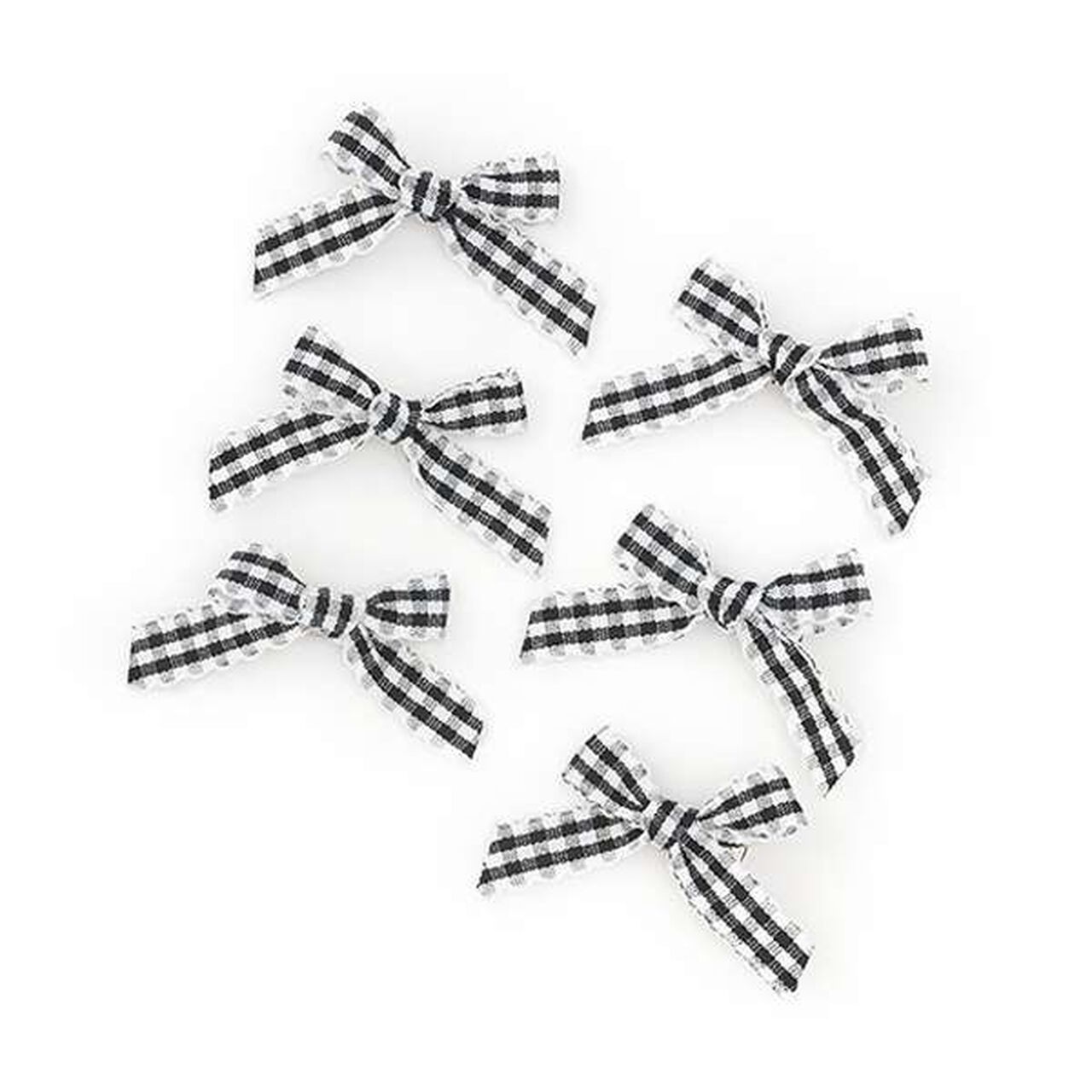 Check Ribbon Mini Hair Clips 6P Set,Black, large image number 3