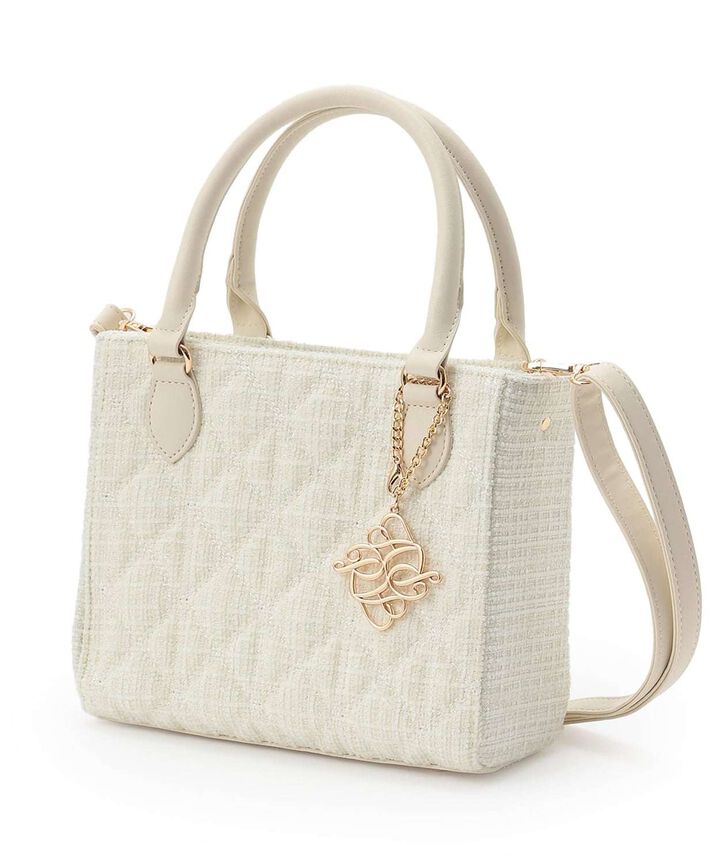 Tweed Charm Tote Bag,Ivory, medium image number 0