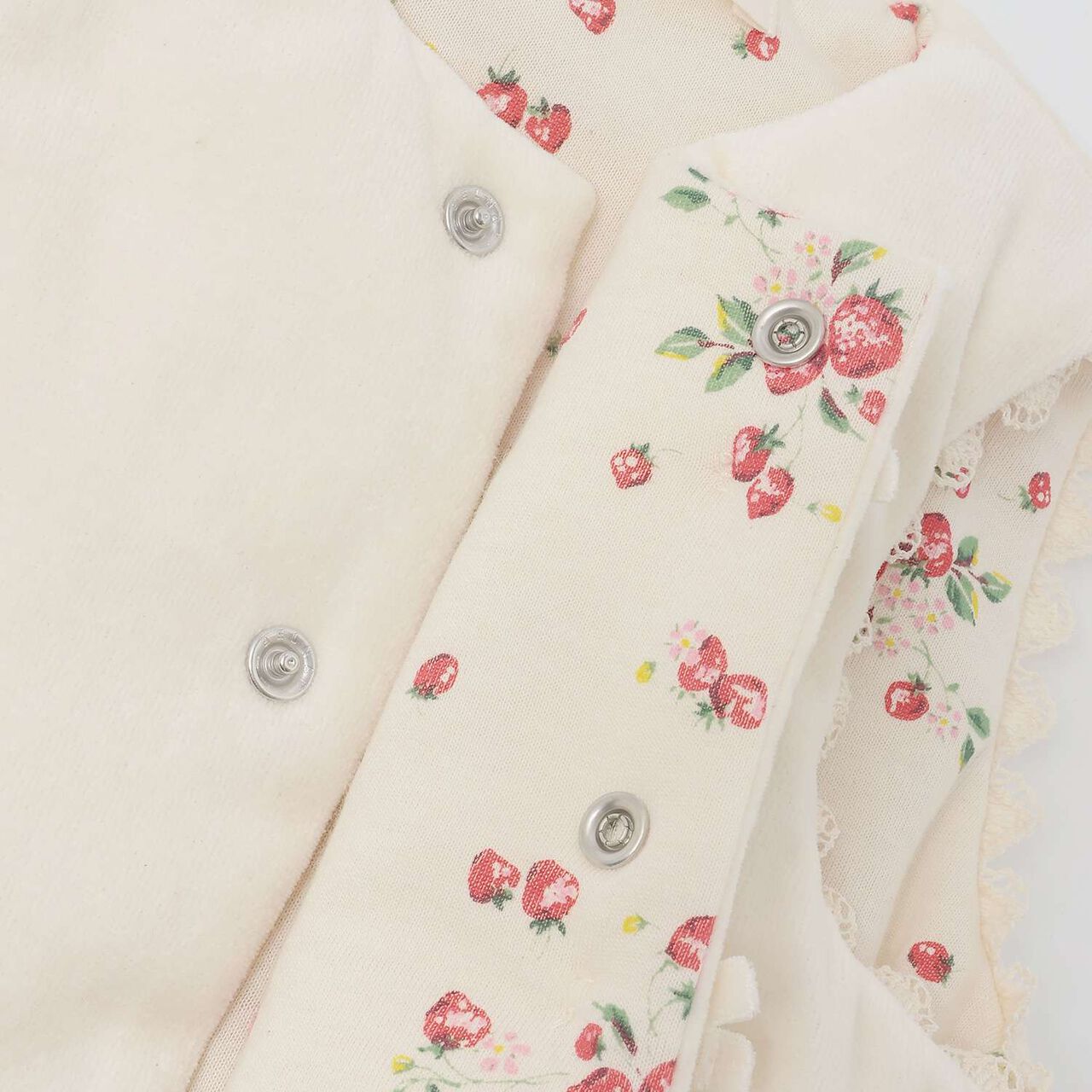 Wild Strawberry Embroidered Vest [Organic] [Made in Japan],Pearl white, large image number 3