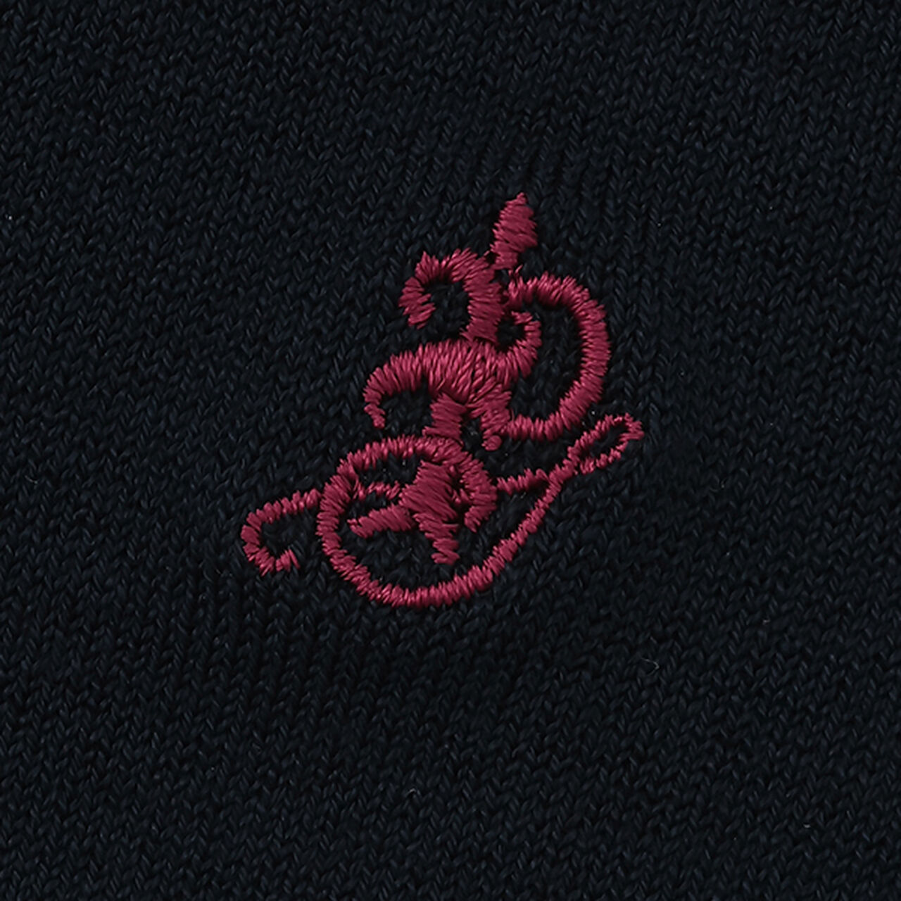 One-Point Embroidery Knee-High Socks,Deep red, large image number 4