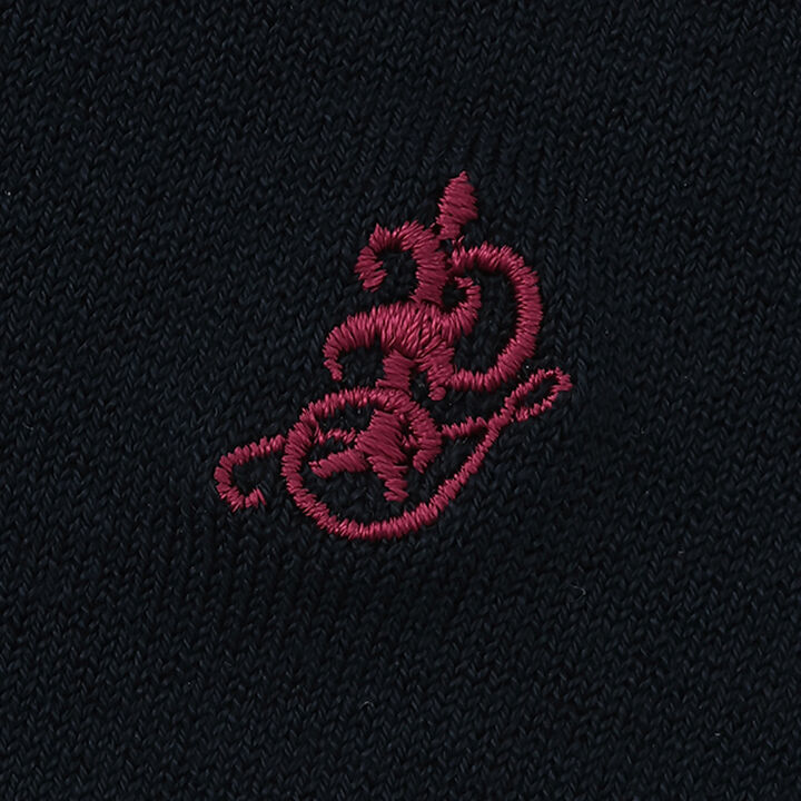 One-Point Embroidery Knee-High Socks,Deep red, medium image number 4