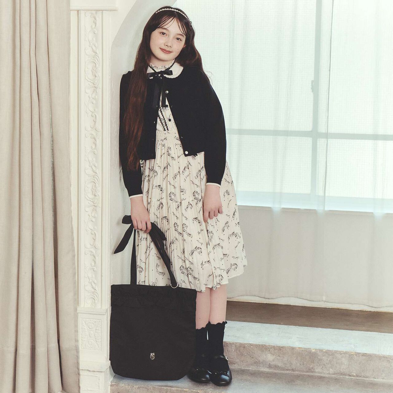 Frill Collar Cardigan,Mocha tea, large image number 2