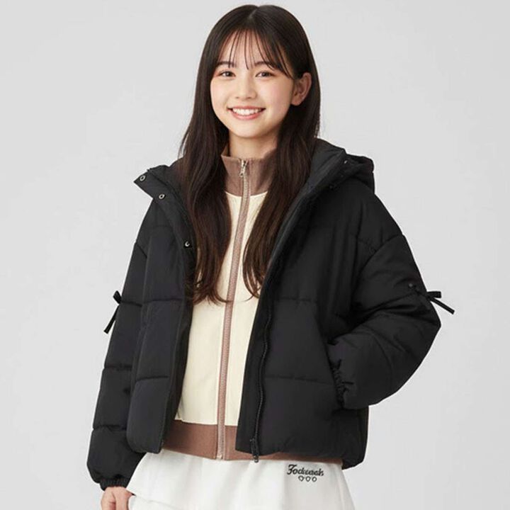 [Milky Coast] Sleeve Ribbon Padded Blouson,Black, medium image number 0