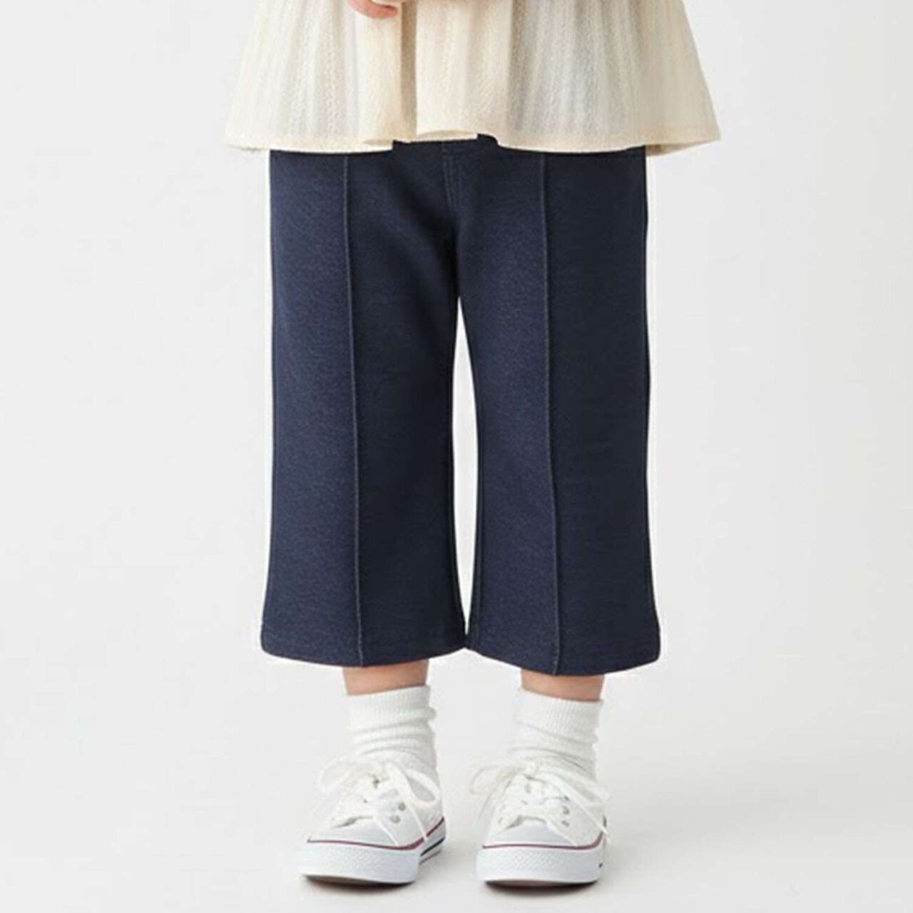 Cherry Blossom Embroidered Denim Pants,Blue, large image number 0