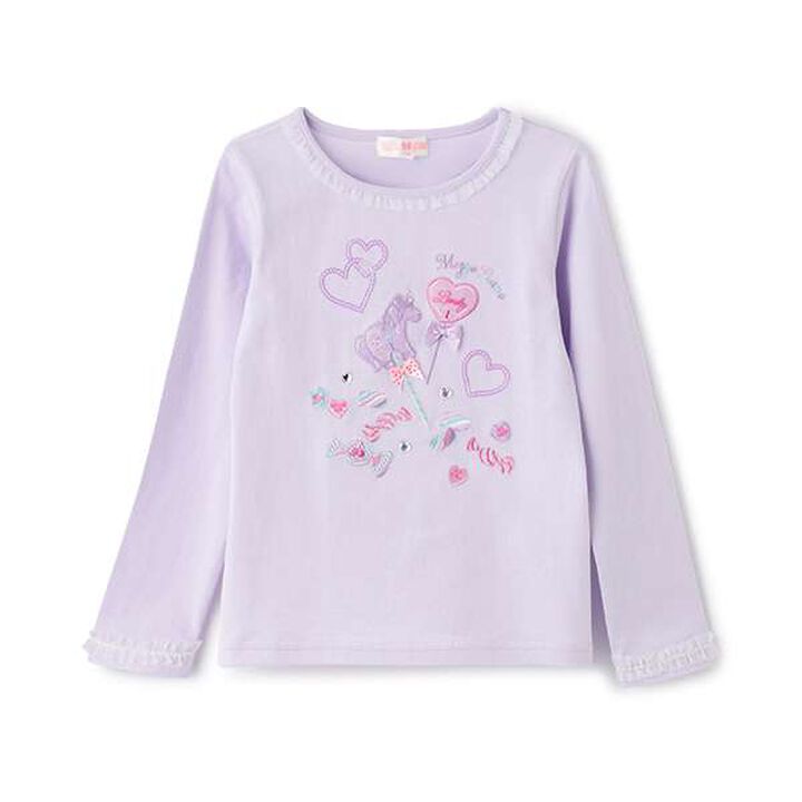 Unicorn Candy Embroidered Long-Sleeve T-Shirt,Off white, medium image number 9