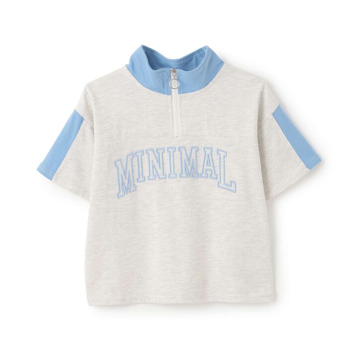 Half-Zip Loose Short Sleeve T-Shirt,Smoke white, medium image number 12