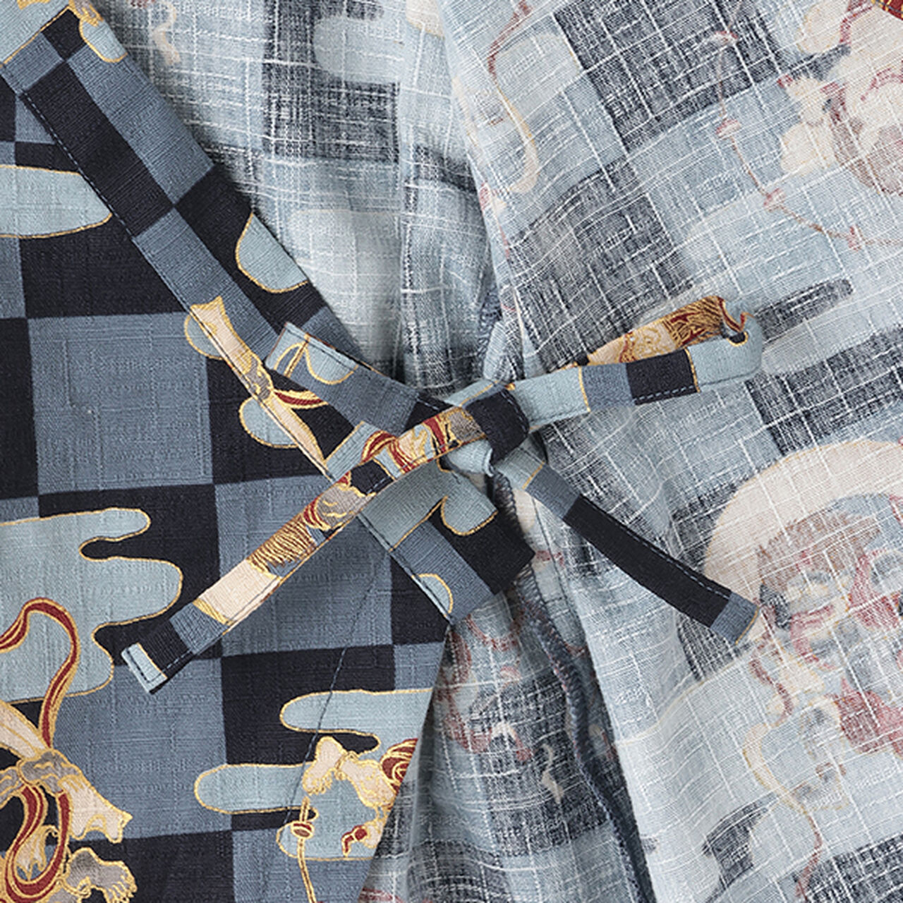 Jinbei All-in-One (Checkered Wind God & Thunder God Pattern),Navy, large image number 9
