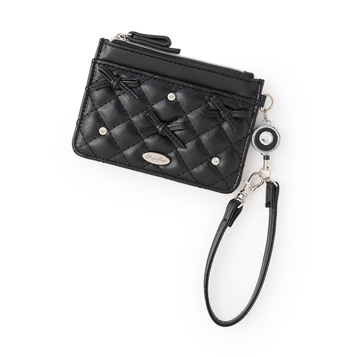 Ribbon &times; Sparkling Rhinestone Card Holder,Black, medium image number 0