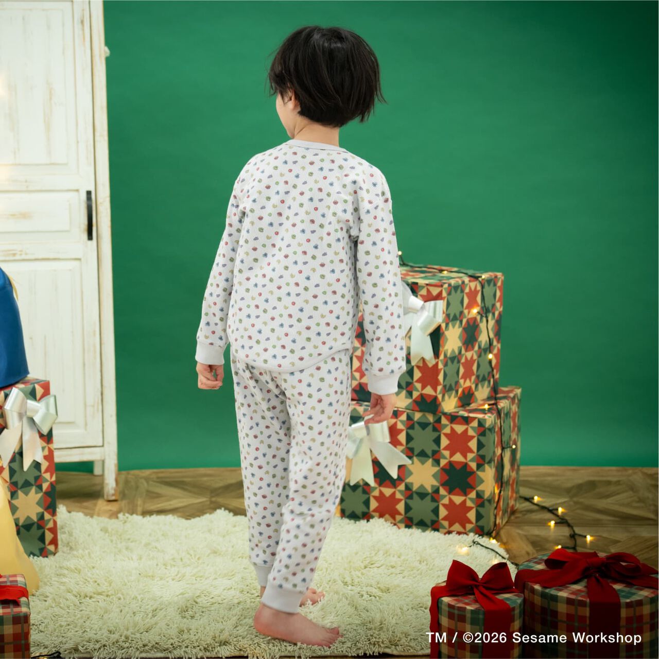 [Sesame Street x Fruits] Waffle Pajamas,Top gray, large image number 14