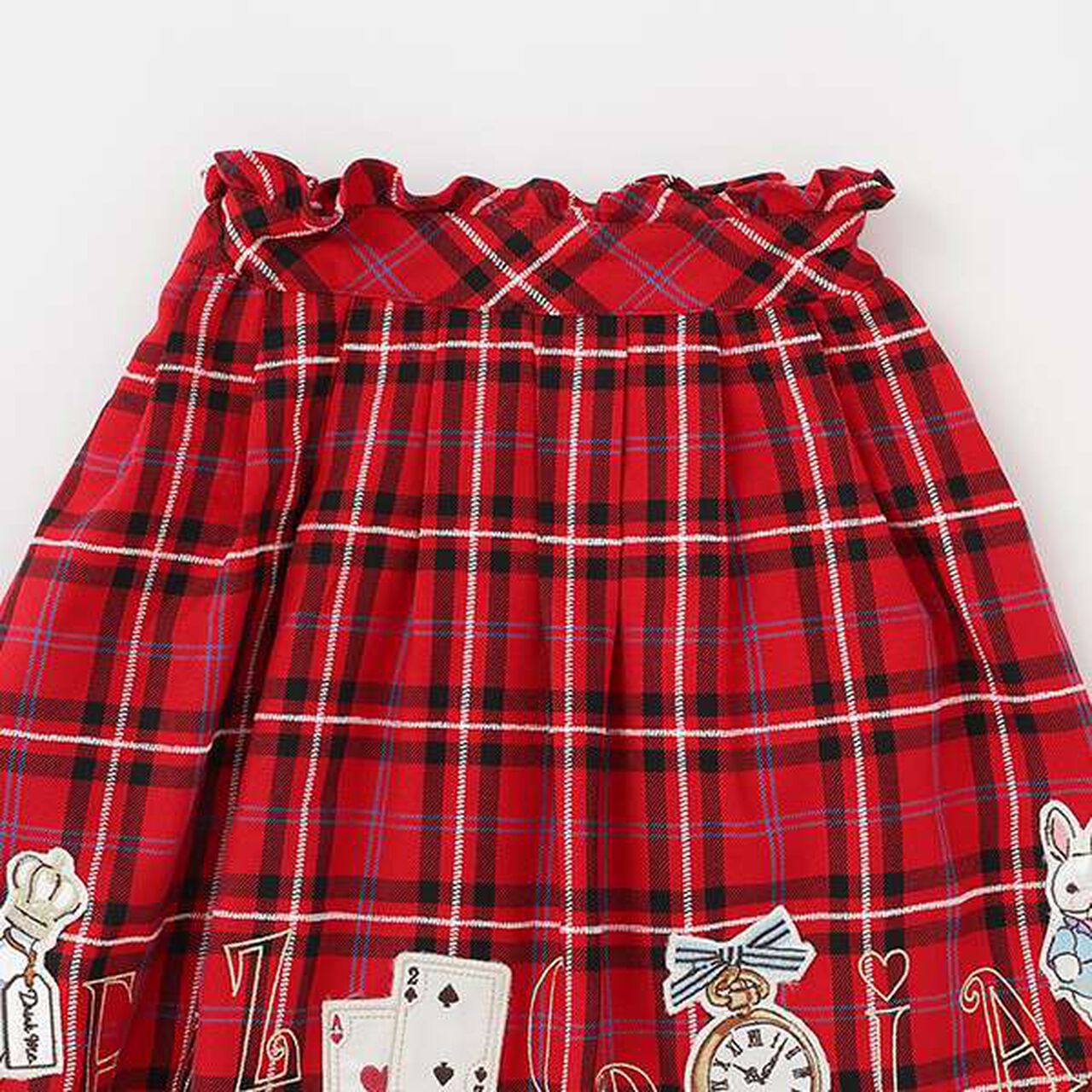 Alice Motif Check Skirt,Red, large image number 4