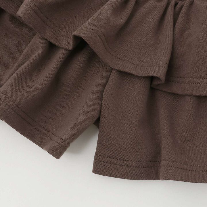 Lightweight French Terry Tiered Skirt-Shorts,Dark brown, medium image number 6