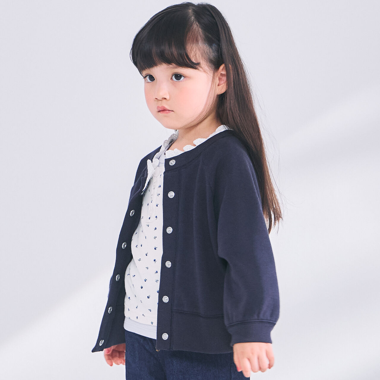 Link Lace Collar 2WAY Cut Cardigan,Top gray, large image number 2