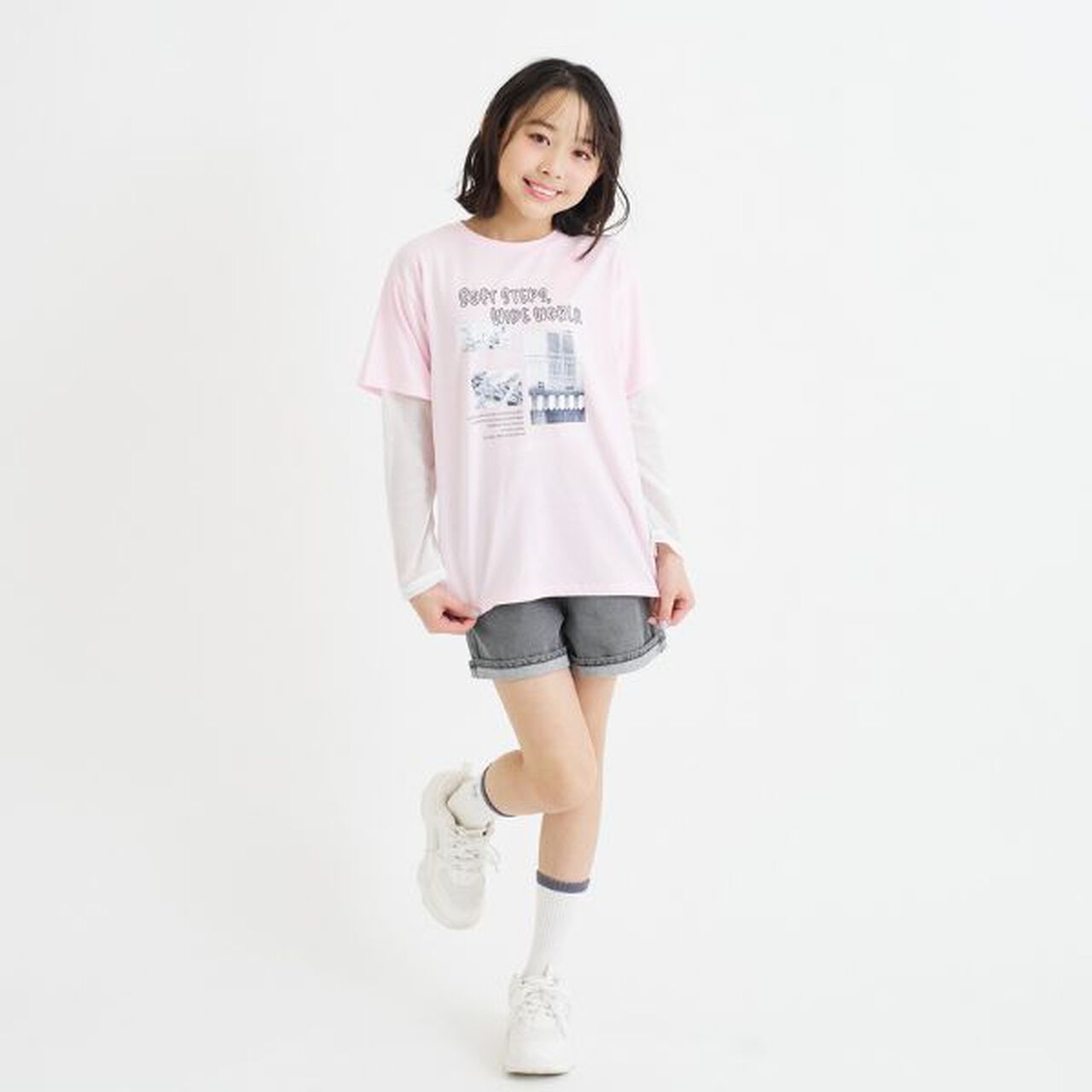 Mesh Sleeve Combination Big T-Shirt,Off white, large image number 20