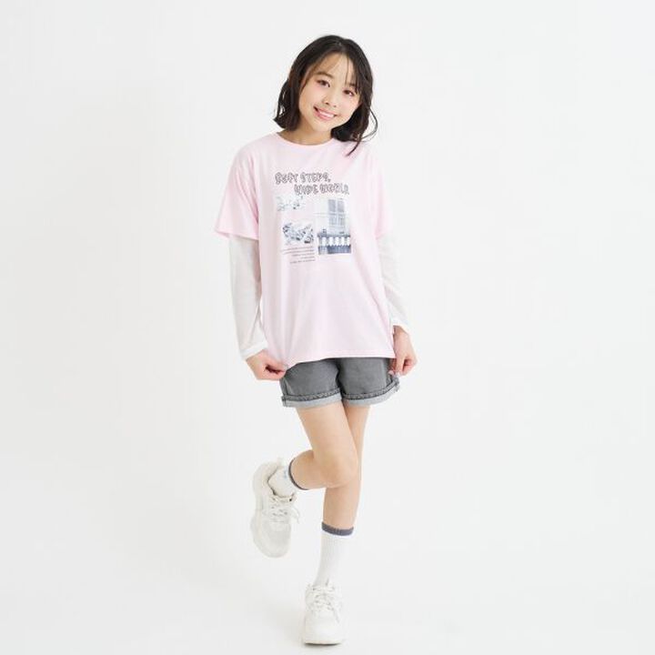 Mesh Sleeve Combination Big T-Shirt,Off white, medium image number 20