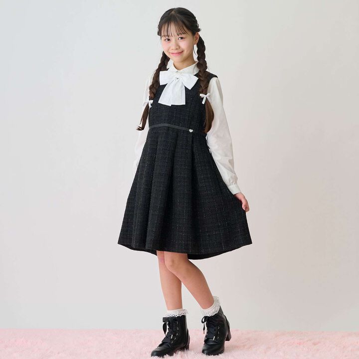 Tweed Jumper Skirt♪,Black, medium image number 0