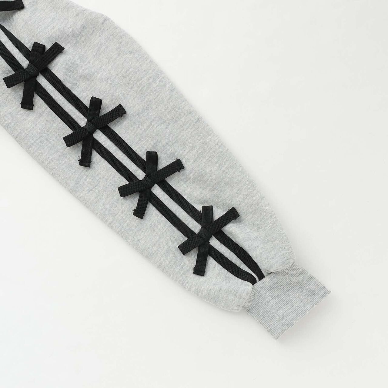 Sleeve Ribbon One-Piece Dress,Medium gray, large image number 8