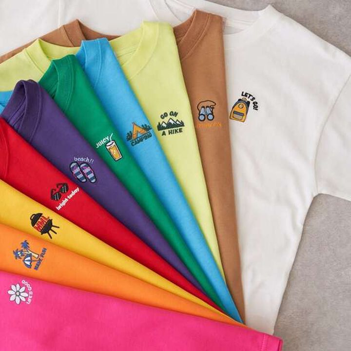 Water-Repellent Single-Point Embroidery T-Shirt,Purple, medium image number 1