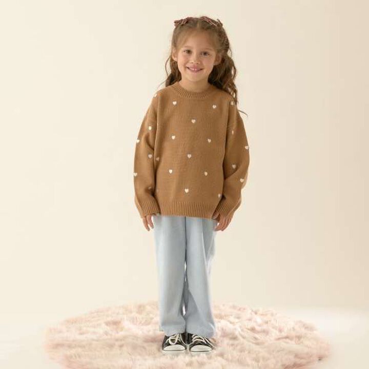 Heart & Flower Embroidered Sweater Set,Cream, medium image number 2