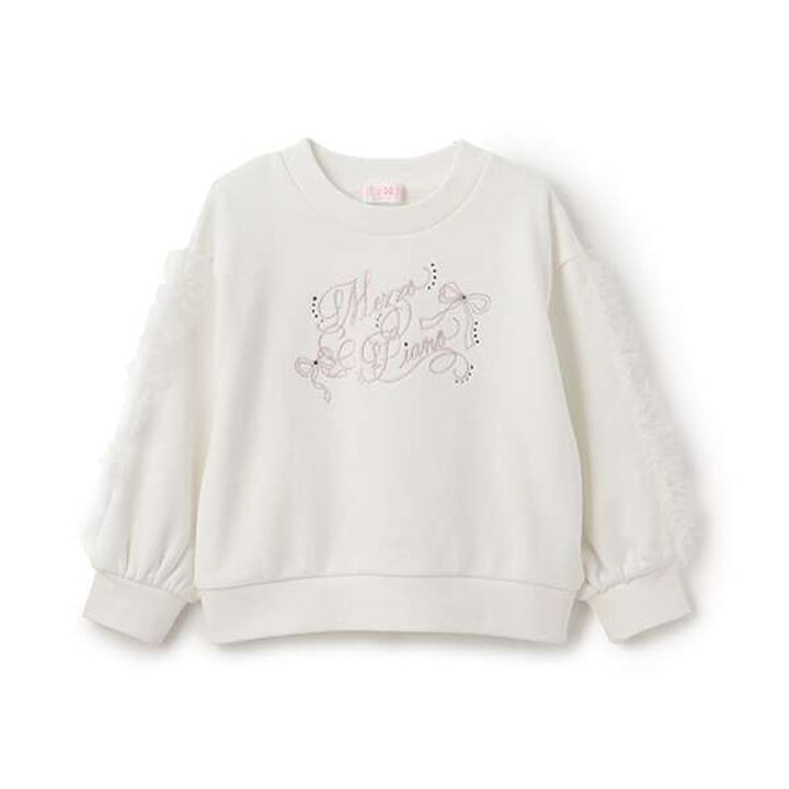 Tulle Frill Sweatshirt,Off white, medium image number 0