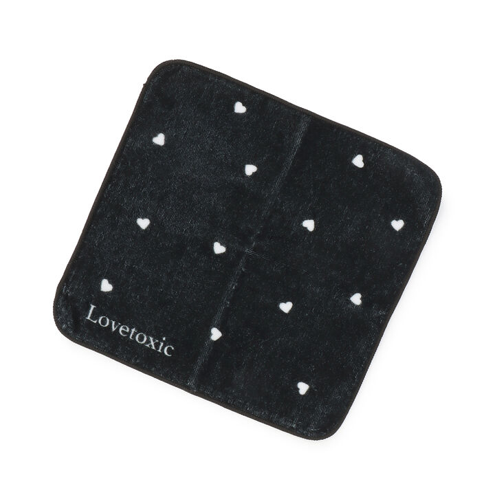 Heart All-Over Pattern Hand Towel,Black, medium image number 0