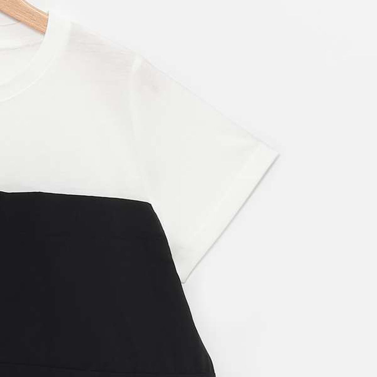 Layered Peplum Half T-Shirt,Black, large image number 4