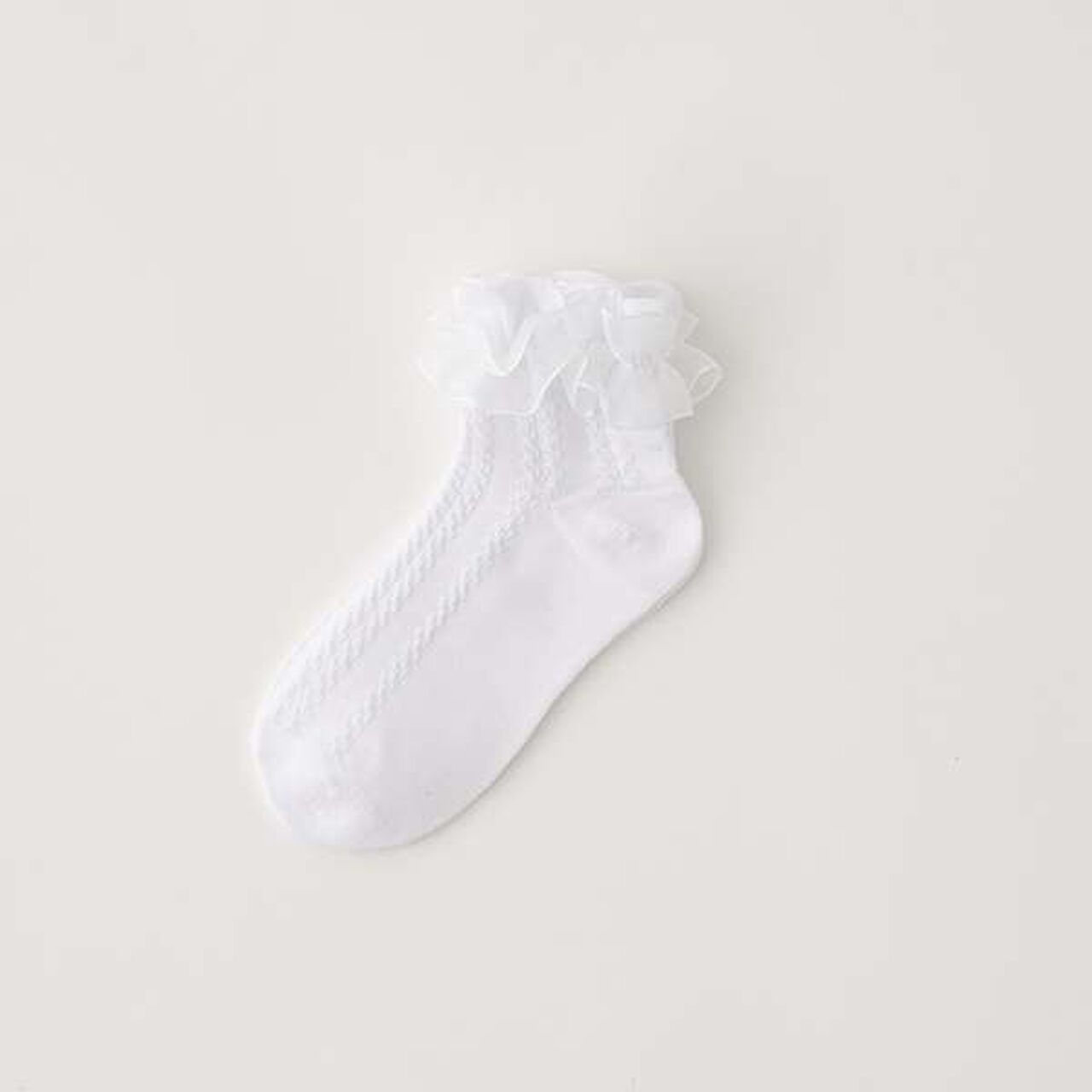 Frill Lace Socks,White, large image number 0