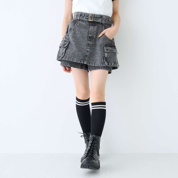 [LTXC] Eyelet A-Line Cargo Skirt,Gray, medium image number 7