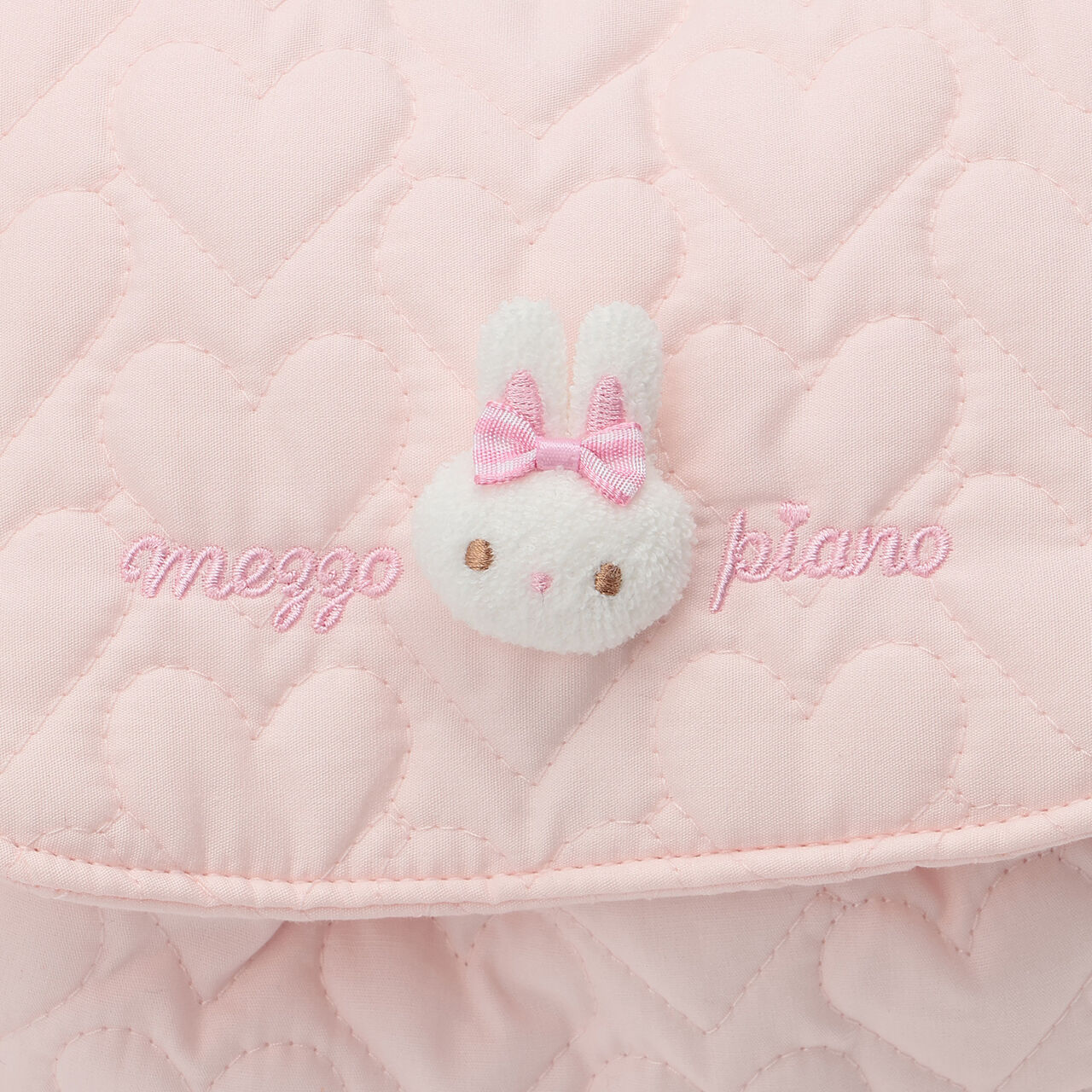 Heart Quilted Backpack with Rabbit Mascot,Light pink, large image number 2