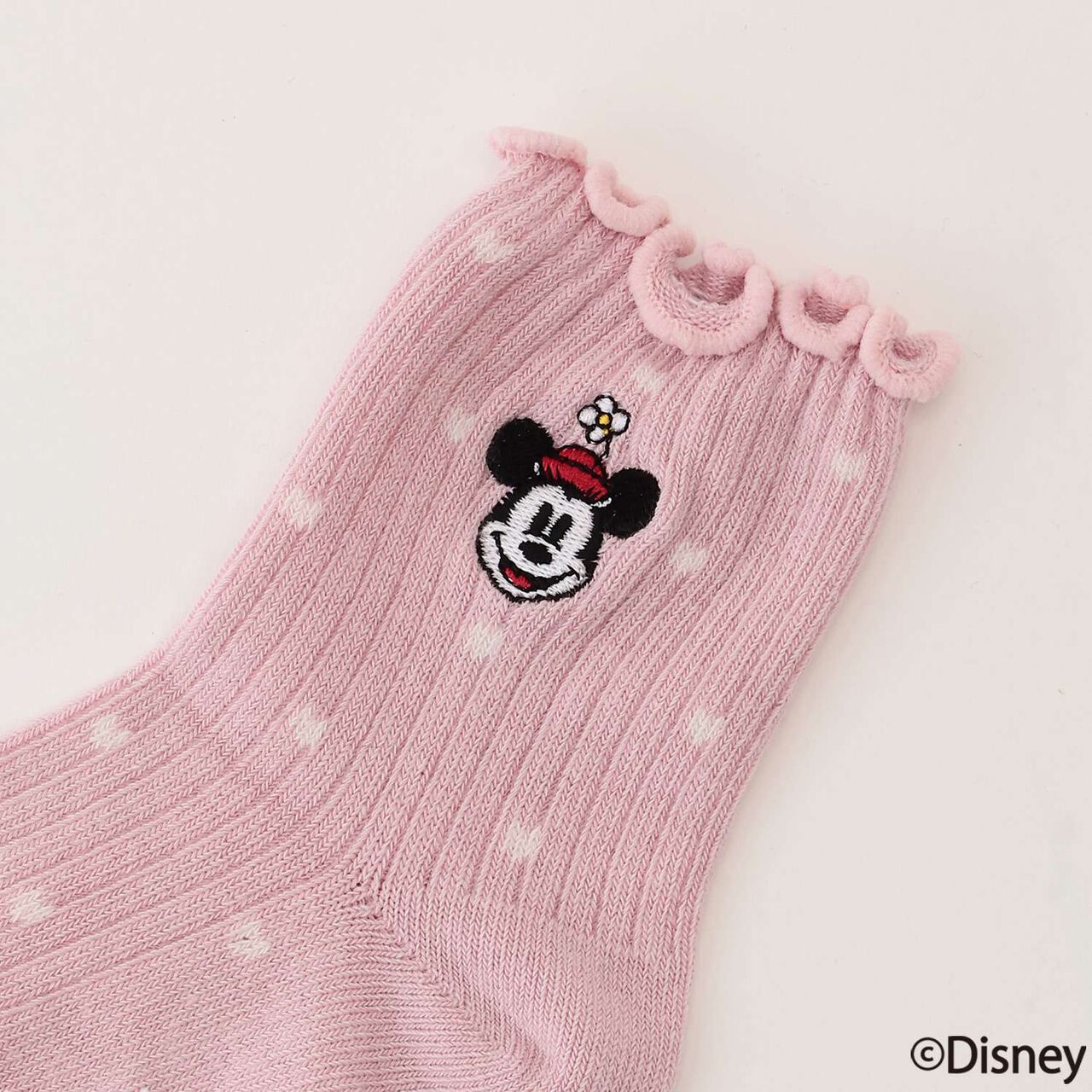 [Disney] 米妮刺繡襪子,米白色, large image number 1