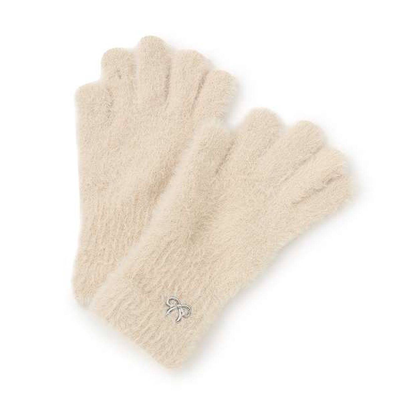 Shaggy Knit Gloves,Beige, large image number 0