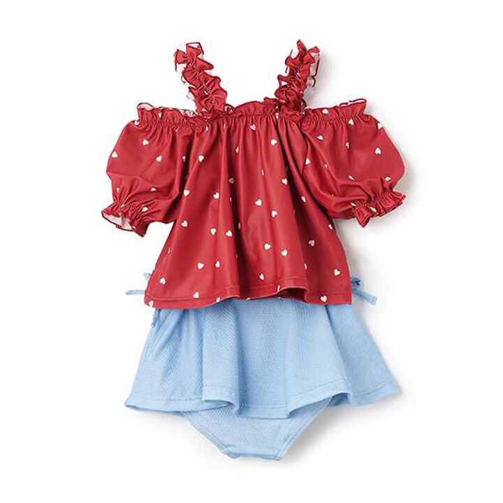 [SWIM] Heart Puff Sleeve Tankini,Ivory, medium image number 1