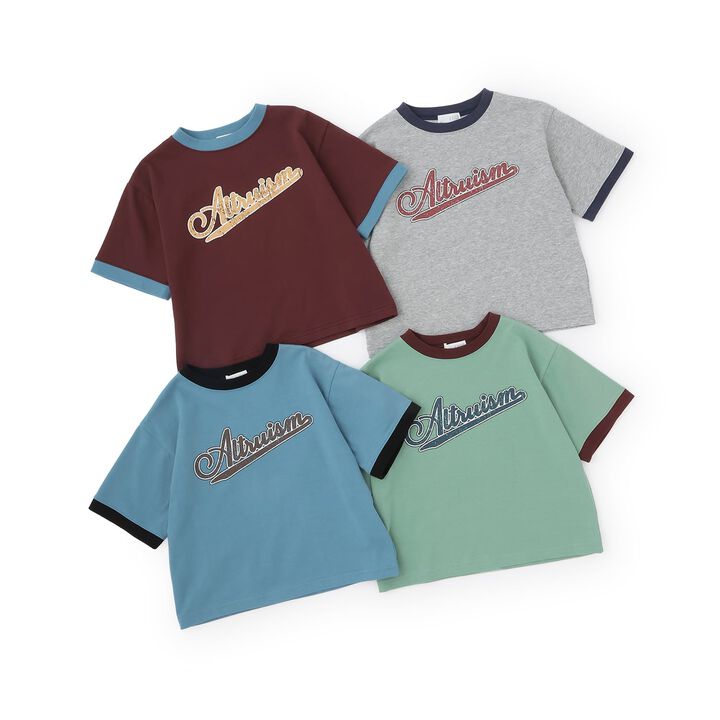 [Anti-Stain & Quick-Dry] Distressed Logo Print Ringer T-Shirt,Turquoise, medium image number 11