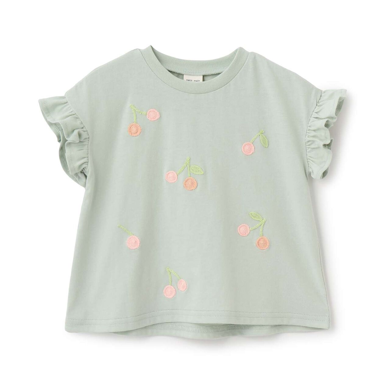 [Cool Touch] Embroidered Sleeve Frill Short-Sleeve T-Shirt,Light green, large image number 0