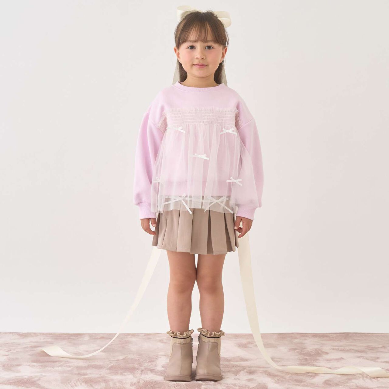 [Lycee Mine Ballet Series] Wool Lined Sweatshirt with Tulle and Ribbon,Ivory, large image number 14