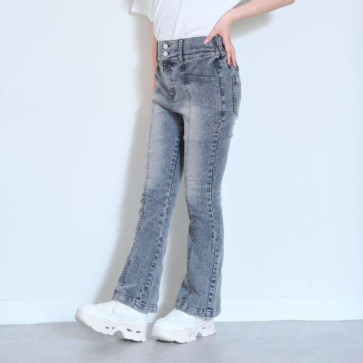 [Stretch] Stylish Flare Denim Pants,Sax blue, medium image number 11