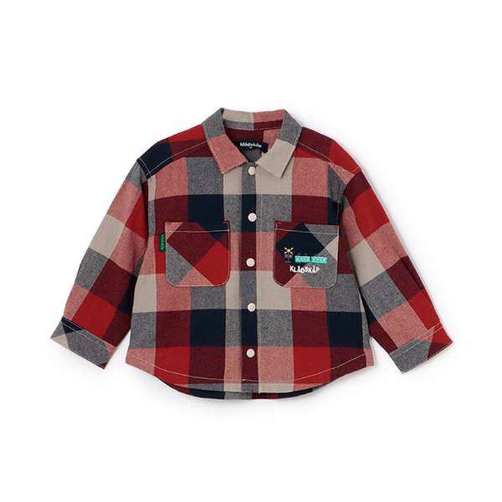 [Restock] Train Embroidery Checkered Long-Sleeve Shirt,, medium