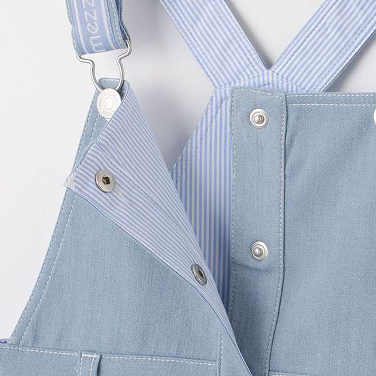 Gradient Denim Logo Tape Overall Skirt,Mint, large image number 3