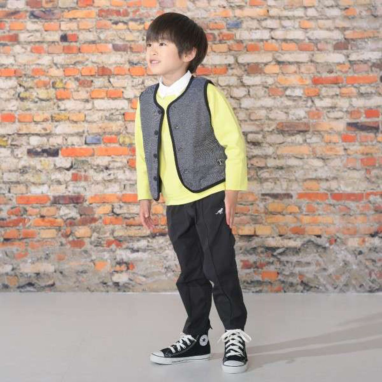 KPBOY Jacquard Herringbone Pattern Vest (90-130),Black, large image number 4