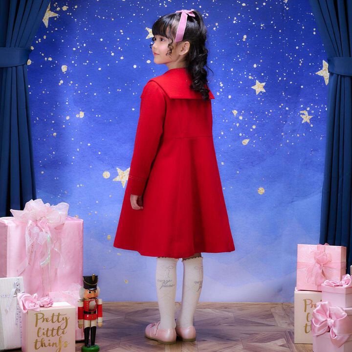 Ribbon Color Wool Coat,Sax blue, medium image number 14