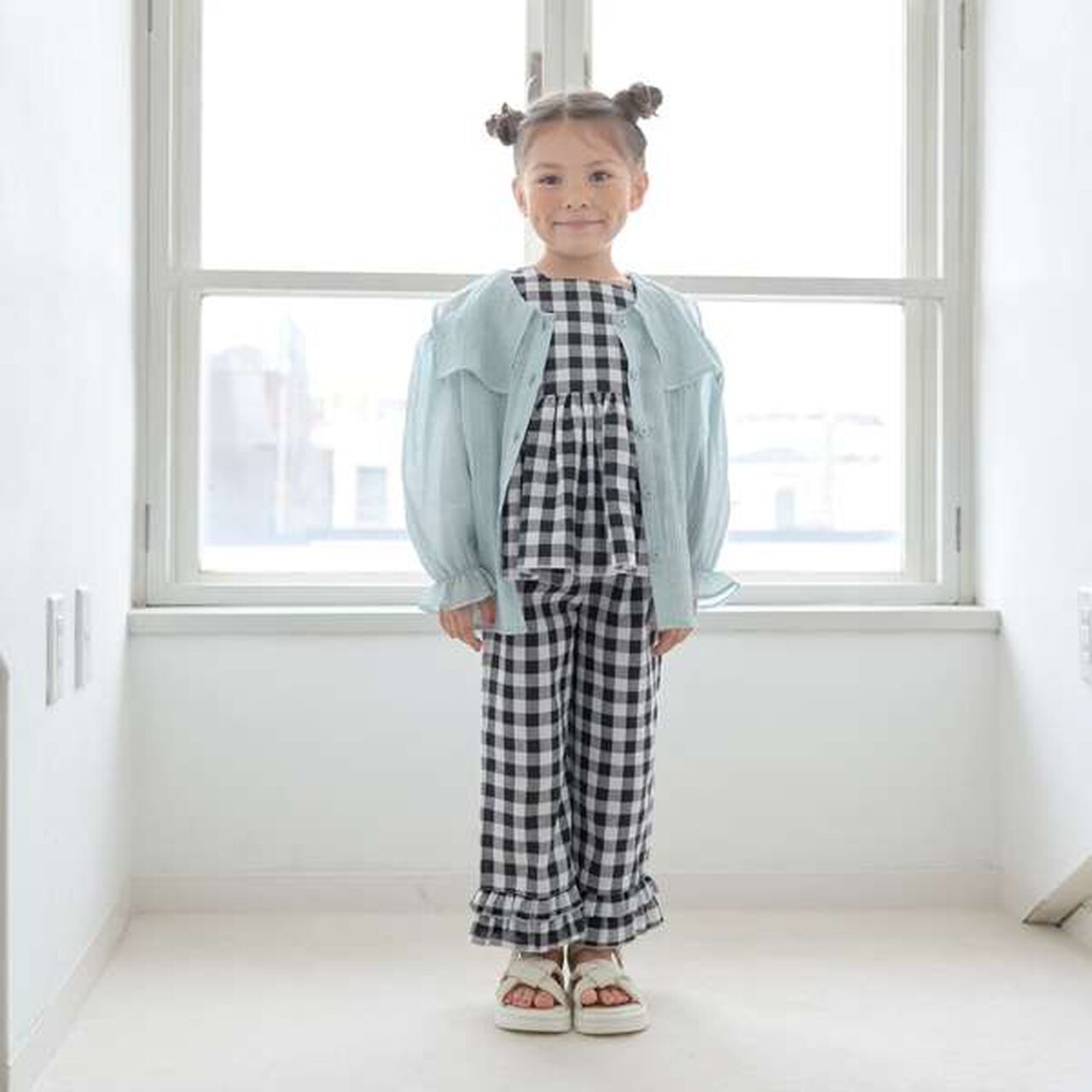 Peplum Blouse & Hem Frill Pants Outfit Set,Mocha tea, large image number 11