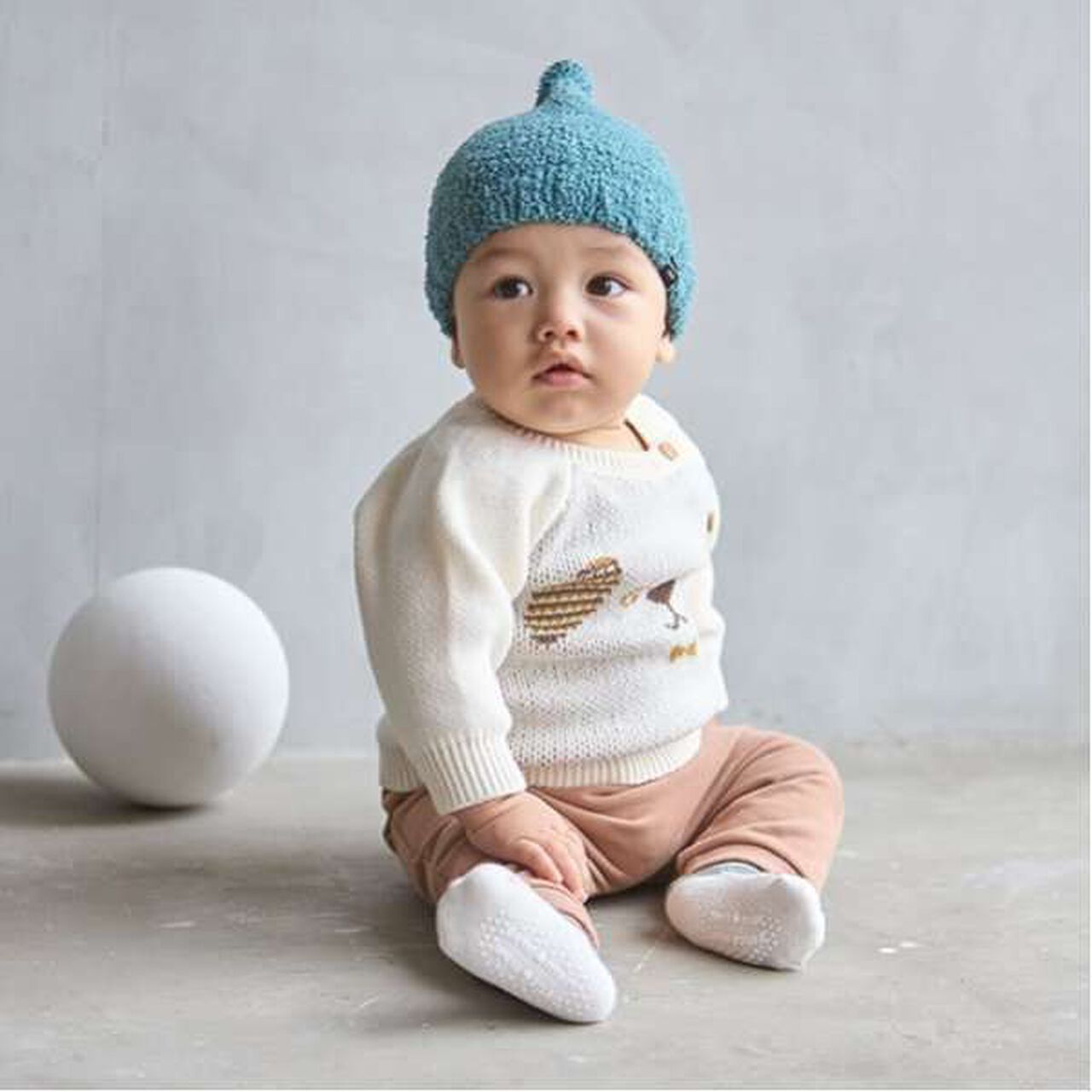 Dog Print Knit + Pants Set,Ivory, large image number 0