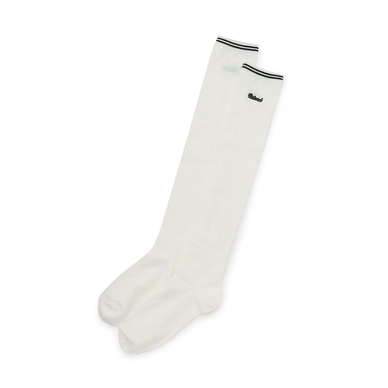 Line Logo Embroidered Knee-High Socks,Off white, large image number 0