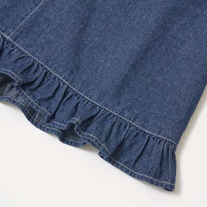 Soft Denim Heart Embroidery Jumper Skirt,Blue, medium image number 11