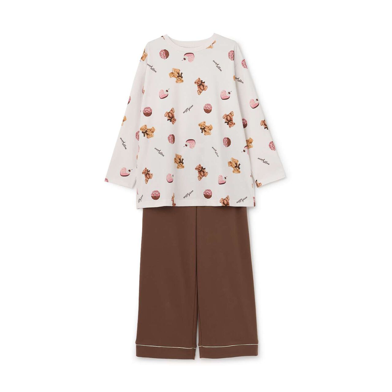 [Shea Butter] Sweets Bear Pattern Room Wear Set,Ivory, large image number 4