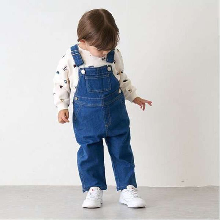 Stretch Denim Overalls,Navy, medium image number 1
