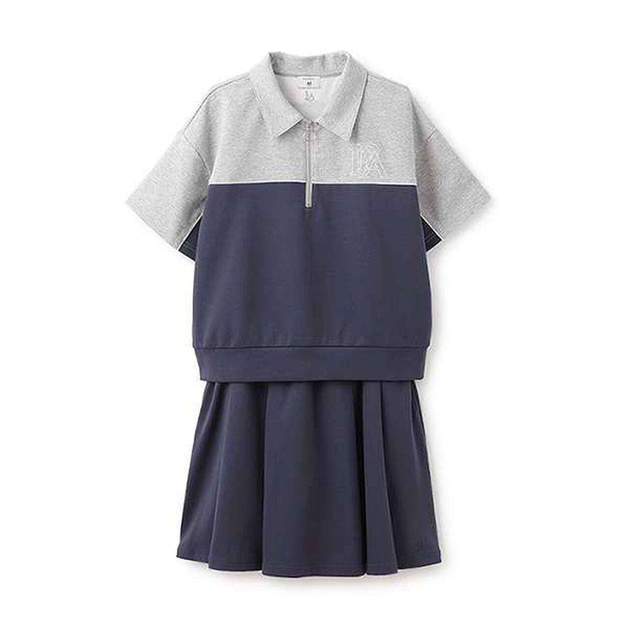 [AMI] Color Block Half-Zip Outfit Set,Top gray, large image number 21