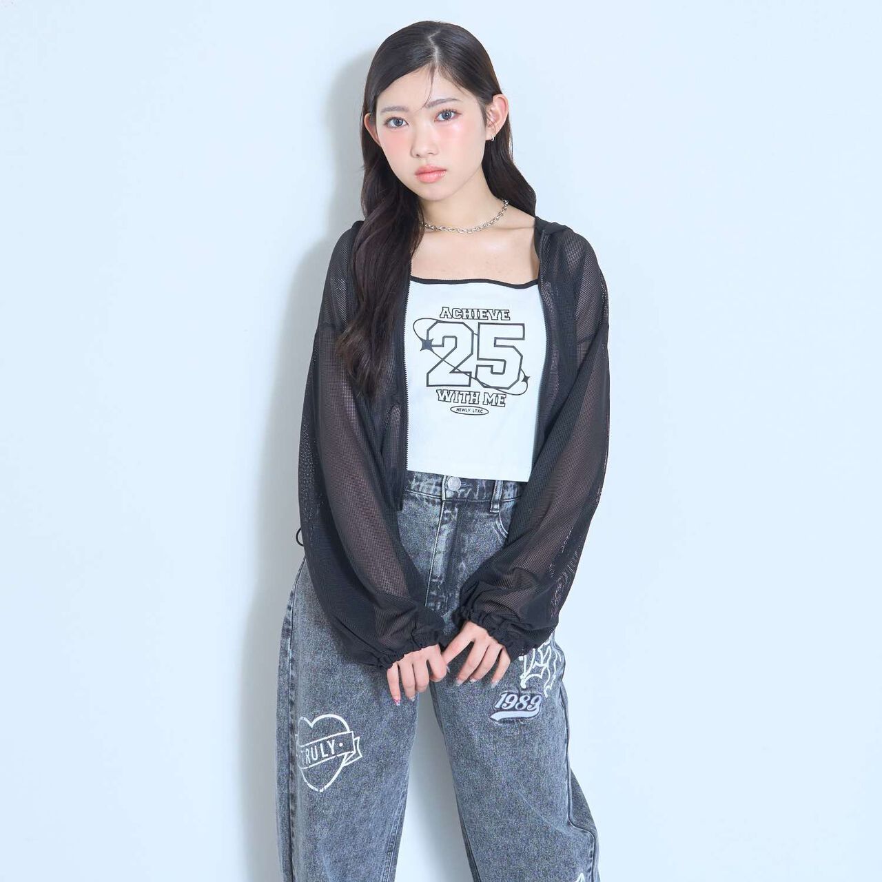 [LTXC/Antibacterial Deodorant] Mesh Hoodie with Camisole,Off white, large image number 4