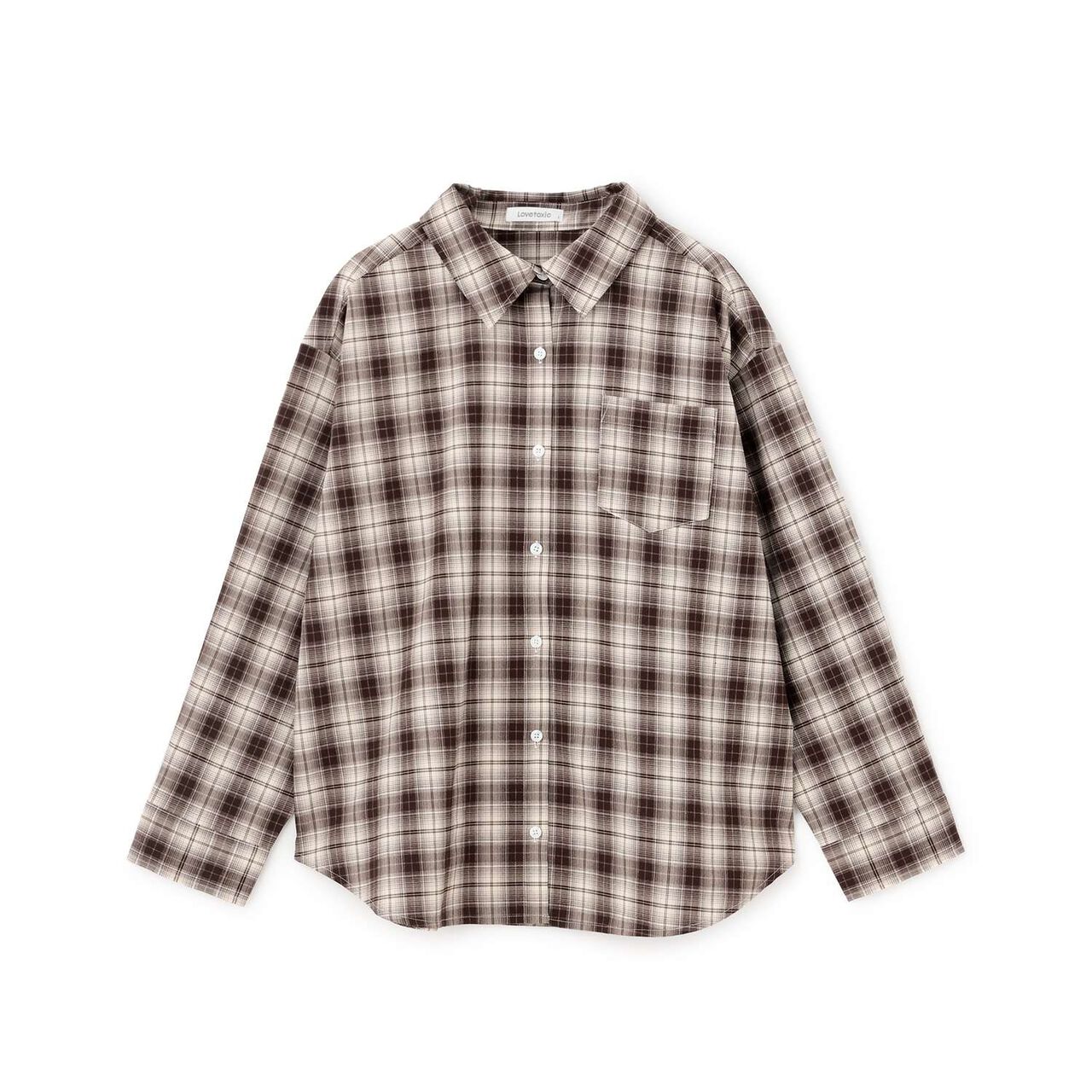 Loose Checkered Shirt,Brown, large image number 12